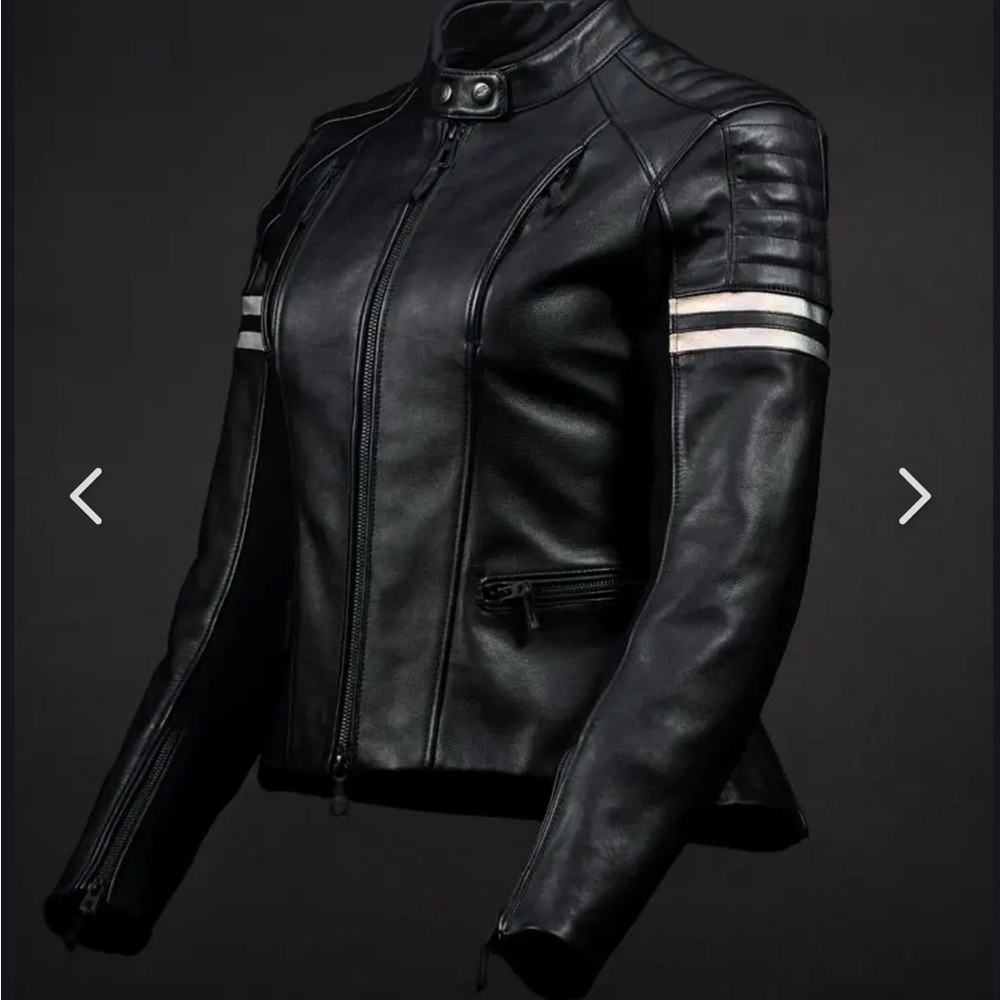 Black and White Leather Jacket with Quilted Padding